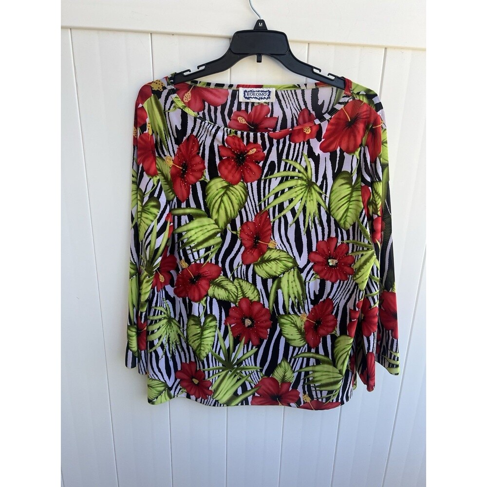 Kokomo Floral Top Sequins Women Floral Multicolor Artsy XL/1X